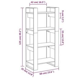 Berkfield Home Beautiful Book Cabinet/Room Divider 60x35x125 cm Solid Wood in Natural - Size: 60 x 35 x 125 cm - thumbnail 8