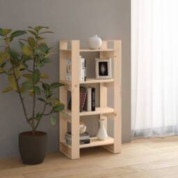 Berkfield Home Beautiful Book Cabinet/Room Divider 60x35x125 cm Solid Wood in Natural - Size: 60 x 35 x 125 cm - thumbnail 6