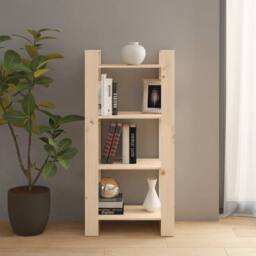 Berkfield Home Beautiful Book Cabinet/Room Divider 60x35x125 cm Solid Wood in Natural - Size: 60 x 35 x 125 cm - thumbnail 2