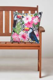 Homescapes Luxury Waterproof Tropical Toucan Outdoor Cushion 45 x 45 cm, Set of 2 in Pink - Size: 45 cm x 45 cm - thumbnail 3