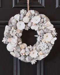 Dibor White Festive Xmas Decor Front Door Wreath Christmas Wreath 33cm in Silver - thumbnail 3