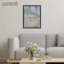 "Artery8 Poplars Pink Effect Landscape Monet Black Framed Canvas Wall Art - Size: W12"" x H16""" - thumbnail 3