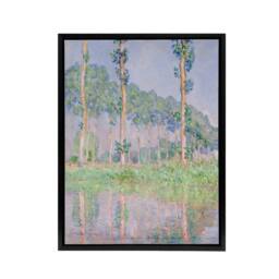 "Artery8 Poplars Pink Effect Landscape Monet Black Framed Canvas Wall Art - Size: W12"" x H16""" - thumbnail 1