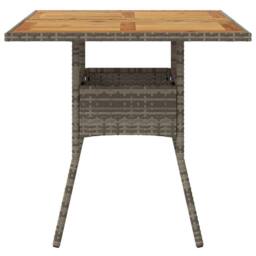 Berkfield Home Garden Table with Acacia Wood Top Grey 80x80x75 cm Poly Rattan - Size: 80 x 80 x 75 cm - thumbnail 5
