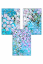 ARTZE Set of 3 Abstract Cottage Garden Flowers in Blue Art Posters in Bright Blue - Size: W50 cm x H70 cm - thumbnail 1