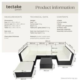 tectake Garden Furniture Venice in Black - Size: Large - thumbnail 6