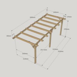 Rutland County Garden Furniture Ltd Wall Mounted Garden Pergola 3 Posts, Wood, L240 x W600 x H270cm, Green - thumbnail 4