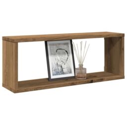 Berkfield Home Wall Cube Shelves 6 pcs Artisan Oak 60x15x23 cm Engineered Wood in Brown - Size: 60 x 15 x 23 cm - thumbnail 1