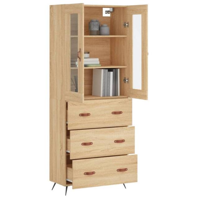 Berkfield Home Highboard Sonoma Oak 69.5x34x180 cm Engineered Wood in Light Tan - image 1