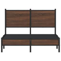 Berkfield Home Metal Bed Frame without Mattress Brown Oak 120x200 cm - Size: Small Double - thumbnail 5