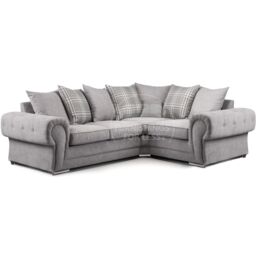 Furnishings For Less UK Milan 4 Seater L Shaped Corner Sofa Scatter Back Chesterfield Arms Grey Right Hand Facing