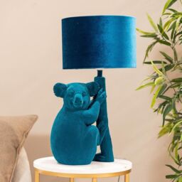 ValueLights Kevin Teal Velvet Koala Animal Table Lamp - thumbnail 1