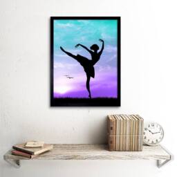 "Artery8 Photo Silhouette Sunset Ballet Dancer 12x16"" Framed Art Print in Purple - Size: W12"" x H16""" - thumbnail 2