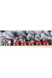Netagon Wooden Christmas Train Set Decoration in Red - thumbnail 3