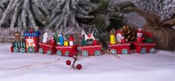 Netagon Wooden Christmas Train Set Decoration in Red - thumbnail 4