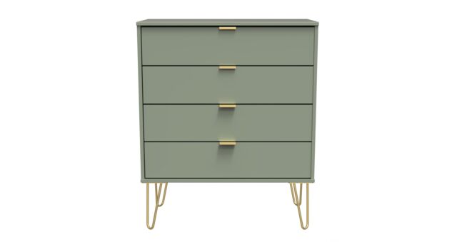 Ready Assembled 2 U Chevron 4 Drawer Chest (Ready Assembled) in Pale Green - image 1