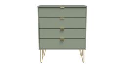 Ready Assembled 2 U Chevron 4 Drawer Chest (Ready Assembled) in Pale Green