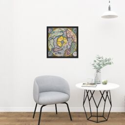"Artery8 Wall Art Print Map Mercator 1623 North Pole Arctic Pictorial Chart Square Framed Picture 16X16 Inch in Black - Size: W16"" x H16""" - thumbnail 2