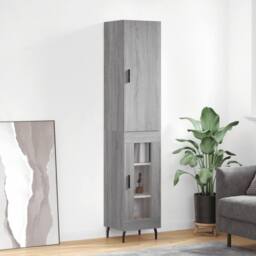 Berkfield Home Highboard Grey Sonoma 34.5x34x180 cm Engineered Wood - thumbnail 2