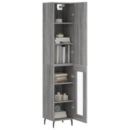 Berkfield Home Highboard Grey Sonoma 34.5x34x180 cm Engineered Wood - thumbnail 3