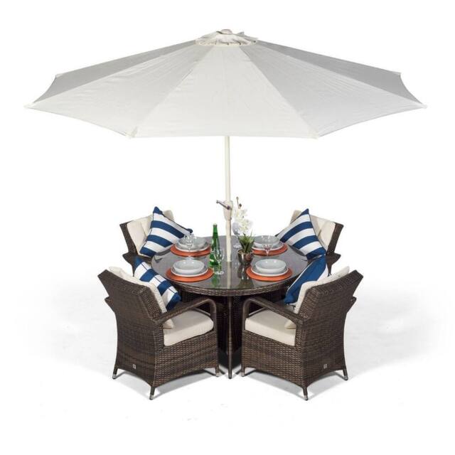 Thats Furniture Arizona Round 4 Seater Rattan Patio Dining Set in Brown - image 1