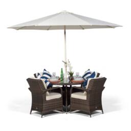 Thats Furniture Arizona Round 4 Seater Rattan Patio Dining Set in Brown - thumbnail 2