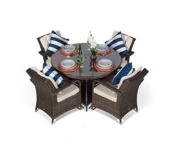 Thats Furniture Arizona Round 4 Seater Rattan Patio Dining Set in Brown - thumbnail 3