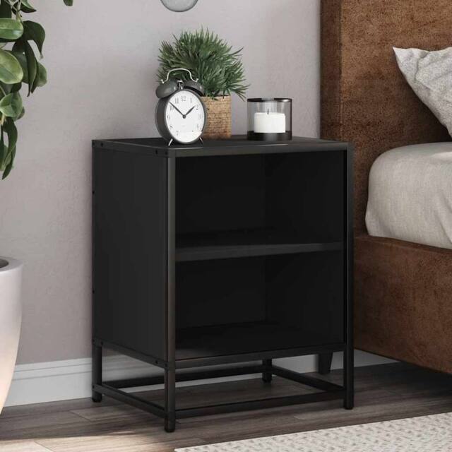 Berkfield Home Elegant Bedside Cabinet Black 40x31x50 cm Engineered Wood & Metal - Size: 40 x 31 x 50 cm - image 1