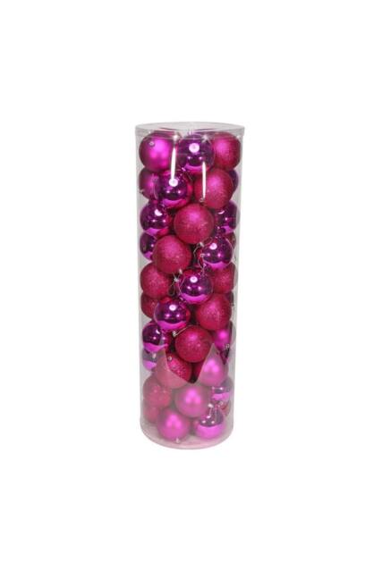KDMD 48 Hot Pink Baubles in MattShiny & Glitter Finish 10cm - image 1