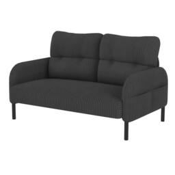 HomeTouch Modern 2-Seater Double Sofa with Side Pockets & Armrests Upholstered Loveseat in Grey - thumbnail 9