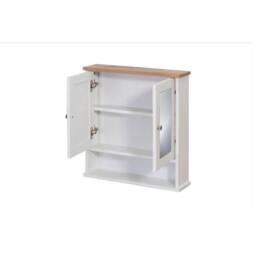 SPETLEK Mirrored Bathroom Storage Wall Cupboard 2 Doors White & Oak - thumbnail 3