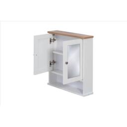 SPETLEK Mirrored Bathroom Storage Wall Cupboard 2 Doors White & Oak - thumbnail 2