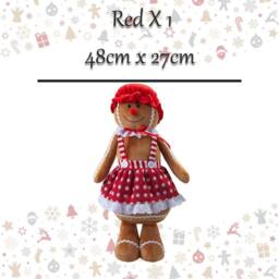 VFM e-Store Christmas Gingerbread Woman Decoration 48cm x 27cm Red X 1 - Size: 48 cm x 27 cm - thumbnail 2