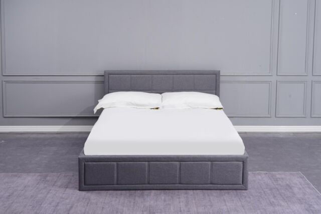 KOSY KOALA Grey Upholstered Storage Ottoman Bed With 3ft Single Memory Foam Mattress in Dark Grey - image 1