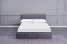 KOSY KOALA Grey Upholstered Storage Ottoman Bed With 3ft Single Memory Foam Mattress in Dark Grey - thumbnail 1