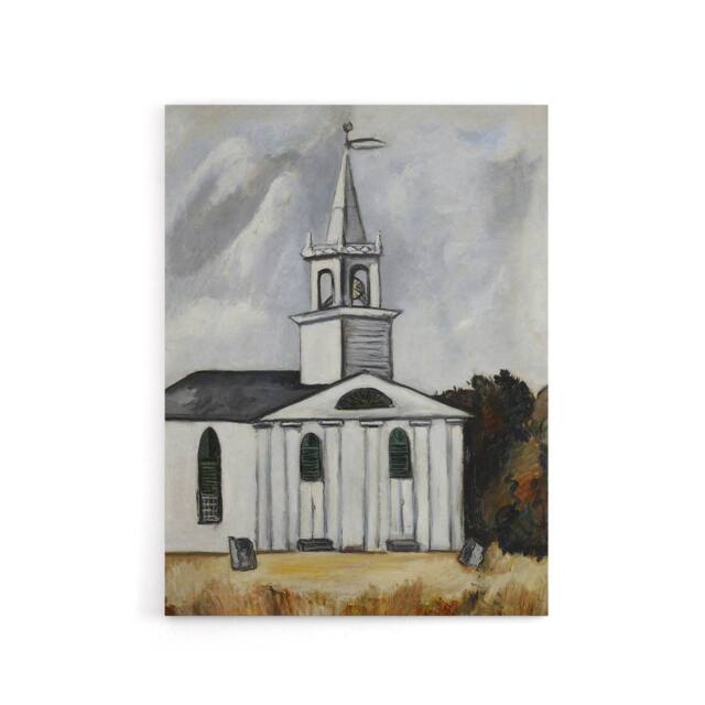"Artery8 Church at Head Tide Maine Marsden Hartley Canvas Wall Art in Grey - Size: W18"" x H24""" - image 1