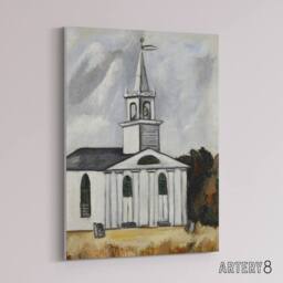 "Artery8 Church at Head Tide Maine Marsden Hartley Canvas Wall Art in Grey - Size: W18"" x H24""" - thumbnail 2