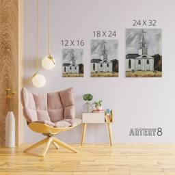 "Artery8 Church at Head Tide Maine Marsden Hartley Canvas Wall Art in Grey - Size: W18"" x H24""" - thumbnail 4