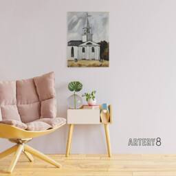 "Artery8 Church at Head Tide Maine Marsden Hartley Canvas Wall Art in Grey - Size: W18"" x H24""" - thumbnail 3