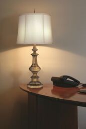 Loops Table Lamp Traditional Zince Cast Ivory Shadow Shade Antique Brass LED E27 60W in Metallics - thumbnail 2