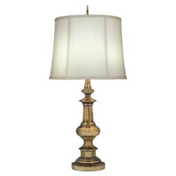 Loops Table Lamp Traditional Zince Cast Ivory Shadow Shade Antique Brass LED E27 60W in Metallics - thumbnail 1