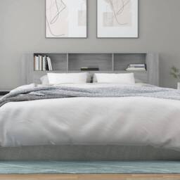 Berkfield Home Headboard Cabinet Grey Sonoma 200x18.5x104.5 cm - thumbnail 5