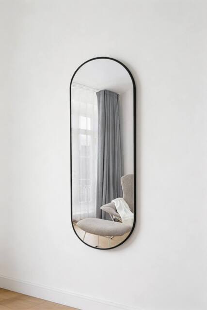 ExtraStar Modern Oval Full Length Wall Mirror with Black Metal Frame - image 1