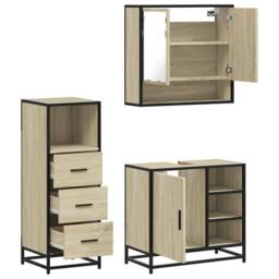 Berkfield Home Durable 3 Piece Bathroom Furniture Set Sonoma Oak Engineered Wood in Light Tan - thumbnail 8