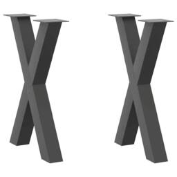 Berkfield Home Dining Table Legs X-Shaped 2 pcs Anthracite 60x(72-73) cm Steel in Black - thumbnail 2