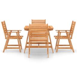 Berkfield Home 5 Piece Garden Dining Set Solid Acacia Wood in Brown - thumbnail 3