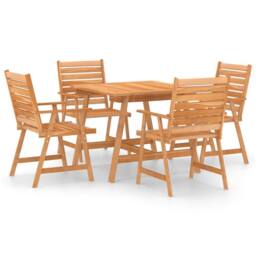 Berkfield Home 5 Piece Garden Dining Set Solid Acacia Wood in Brown - thumbnail 2