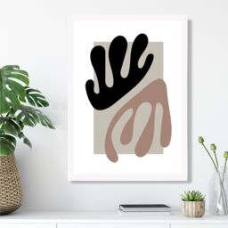 ARTZE Matisse Floral Cutout Beige & Brown Framed Print SIZE: A2 with White Frame - Size: A4 - thumbnail 2