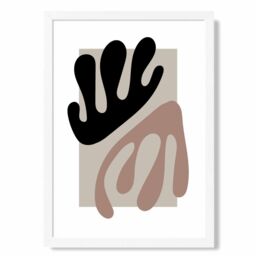 ARTZE Matisse Floral Cutout Beige & Brown Framed Print SIZE: A2 with White Frame - Size: A4 - thumbnail 1