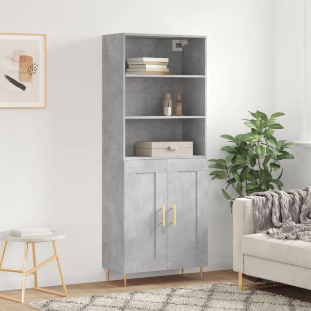 Berkfield Home Highboard Concrete Grey 69.5x34x180 cm Engineered Wood - image 1